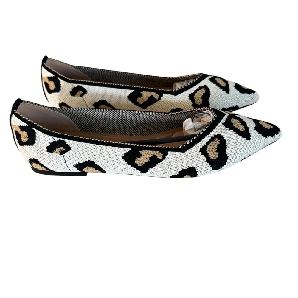 VenusCelia Knit Flats Pointed Toe‎ Leopard